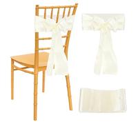 sourcing map Wedding Chair Sash, 80 Packs Chiffon Wedding Chair Drapes 9ft x 7inch Chair Back Side Decorations for Wedding Party Chair Cover, Beige