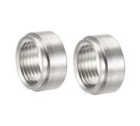 sourcing map Weld on Fitting Bung 1/2NPT Female Aluminium Alloy Pipe Thread Connector Silver Tone 2pcs