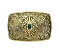 sourcing map Western Belt Buckle for Men, Big Turquoise Belt Buckle for Women Mens Cowboy, Rectangular Texture with A Bronze Color 1 Pcs