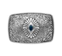 sourcing map Western Belt Buckle for Men, Big Turquoise Belt Buckle for Women Mens Cowboy, Rectangular Texture with A Tin Color 1 Pcs