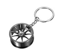 sourcing map Wheel Rim Tyre Keychain, Car Wheel Hub Auto Parts Key Chains Creative Key Fob Ring Fit Men Women for Cars Trucks Bikes, Black