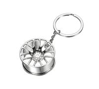 sourcing map Wheel Rim Tyre Keychain Car Wheel Hub Auto Parts Key Chains Keyring Key Fob Fit Men Women for Cars Trucks Bikes, Silver