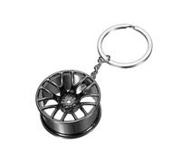 sourcing map Wheel Rim Tyre Keychain Car Wheel Hub Auto Parts Key Chains Keyring Key Fob Fit Men Women for Cars Trucks Bikes, Black