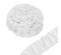 sourcing map White Double-Layer Ruffle Lace Trim 5 Yards, 4.5cm Wide Pleated Chiffon Lace Ribbon Gathered Edging Trimming Fabric for DIY Sewing Crafts Dress Home Decoration
