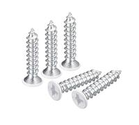 Sourcing Map White Flat Head Phillips Self Tapping Screws, 100pcs ST4x18mm for Woodworking