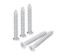 Sourcing Map White Flat Head Phillips Self-Tapping Screws, 50pcs x ST3 x 25mm, 5.5mm Head, Carbon Steel, Fully Threaded, Mainly for Furniture & Woodworking
