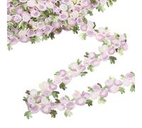 sourcing map White Purple Flower Lace Trim Ribbon, 0.9" x 5 Yards Polyester Embroidered Crochet Lace Trim Fabric for Sewing, Wedding Decorations, Headbands, DIY Crafts Making