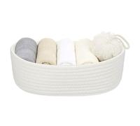 sourcing map White Small Cotton Rope Woven Storage Basket, Cute Mini Tiny Oval Organization Storage Bins Shelf Closet for Nursery Living Room Bedroom Shelf, Empty Gift Baskets, 11.8x3.2"