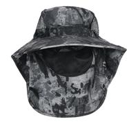sourcing map Wide Brim Bucket Hat Polyester Sun Protection Hat Unisex Fishing Cap with Removable Neck Face Flap for Beach Hiking Garden Lawn Work Camping Outdoor, Deep Gray