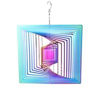 sourcing map Wind Spinner Square 9.84" x 13.39" Stainless Steel Reflectors Wind Chimes for Outdoor Devices Metal Decorations Keep Birds Away Yard Garden, Blue/Purple