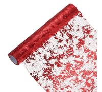 sourcing map Wine Red Table Runner Roll 11.4" x 108" Sequin Foil Metallic Mesh Table Runner Decor Table Decorations for Wedding, Birthday Party, Christmas, New Year