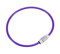sourcing map Wire Keychain 150mm Length Key Ring Loop Cable for Handbag Lanyard Zipper, PVC Coated Stainless Steel, Purple, Pack of 6