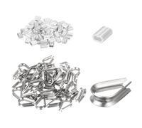 sourcing map Wire Rope Cable Thimble Kit for 4mm Dia Wire Rope, 100Pcs Aluminum Crimping Loop Sleeve and 16Pcs Stainless Steel Thimble Rigging