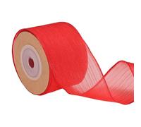 sourcing map Wired Sheer Ribbon, 1-1/2 Inch x 10 Red Metallic Sheer Wire Ribbon, Silky Fabric for DIY Craft Gift Wrapping Wedding Home Party Decorations