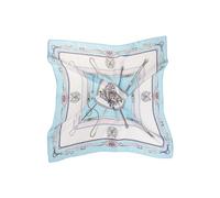 sourcing map Women 100% Silk Floral Graphic Print Square Scarf Head Scarves Kerchief Neckerchief 21 Inches Light Blue Chains 21 5/8 x 21 5/8 inches