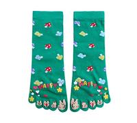 sourcing map Women Ankle Length Mushrooms Pattern Stretchy Toe Socks Green Small