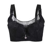 sourcing map Women Breathable Lace Front Push up Convertible Underwire Cami Bra 42/95 Black