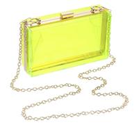 sourcing map Women Clear Purse, Acrylic Clear Clutch Bag Square Acrylic Purses Transparent Crossbody Handbag with Removable Chain for Travel Office, Green/Gold