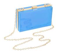 sourcing map Women Clear Purse, Acrylic Clear Clutch Bag Square Acrylic Purses Transparent Crossbody Handbag with Removable Chain for Travel Office, Light Blue/Gold