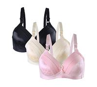 sourcing map Women Comfortable Soft Stretchy Basic Everyday Bra 3 Pcs