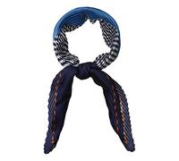 sourcing map Women Contrast Color Stripe Rhombus Pleated Heart Neck Scarf
