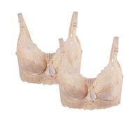 sourcing map Women Cotton Cup Push Up Bra Plus Size Bra 2 Pcs Beige 90