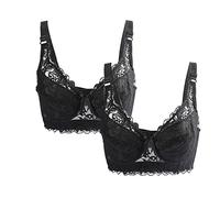 sourcing map Women Cotton Cup Push Up Bra Plus Size Bra 2 Pcs Black 105