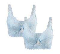 sourcing map Women Cotton Cup Push Up Bra Plus Size Bra 2 Pcs Light Blue 90