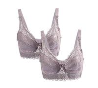 sourcing map Women Cotton Cup Push Up Bra Plus Size Bra 2 Pcs Plum 100