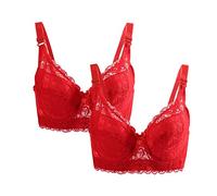 sourcing map Women Cotton Cup Push Up Bra Plus Size Bra 2 Pcs Red 105