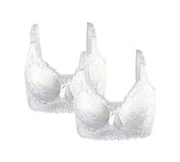 sourcing map Women Cotton Cup Push Up Bra Plus Size Bra 2 Pcs White 95