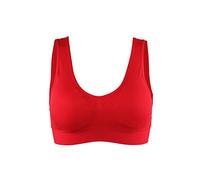 sourcing map Women Fitness Seamless High Impact Pocket Sport Bra XXXL Fit 38A/B Red