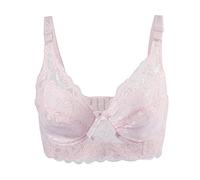 sourcing map Women Floral Lace Cotton Cup Push Up Bra Plus Size Bra Light Pink 100