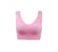 sourcing map Women Freedom Seamless Lightweight Lace Decor Sport Bra M fit 30A/B Pink