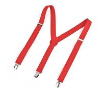 sourcing map Women Men Clip-On Adjustable Trousers Wide Elastic Y Back Suspender Braces Red One Size Red