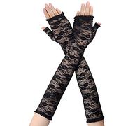 sourcing map Women Outdoor Thin Lace Cooling Thumbhole Arm Sleeves Gloves