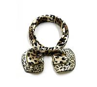 sourcing map Women Small Square Scarf Scarves Leopard Printed Striped Polka Dots Pattern Kerchief Neckerchief Gold Leopard 50x50cm/19.69x19.69"(LxW)