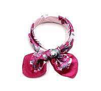 sourcing map Women Square Scarf Scarves Leopard Printed Striped Polka Dots Pattern Kerchief Neckerchief Pink Floral 50x50cm/19.69x19.69"(LxW)