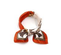 sourcing map Women Small Square Scarf Scarves Leopard Printed Striped Polka Dots Pattern Kerchief Neckerchief Orange Red White 50x50cm/19.69x19.69"(LxW)