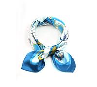 sourcing map Women Square Shaped Flower Pattern Daily Wearing Scarves Blue White