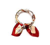 sourcing map Women Square Shaped Paisleys Floral Prints Kerchief Red Beige