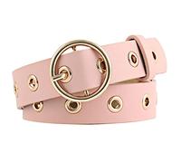 sourcing map Women Studded Grommet Hole Single Pin Buckle Leather Belt 28mm Width 1 1/8 Pink