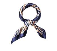 sourcing map Women's Floral Leopard Polka Dots Striped Print Square Kerchief Neck Scarf Shawl Brown 19.68 x 19.68inches