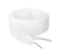 sourcing map Women's Lace Hollow Flower Embroidered Shoestrings Extra Wide Flat Shoe Laces for Sneakers 2 Pairs 60cm/23.62" White