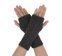 sourcing map Women's Stretchy Fingerless Gloves Knitted Wrist Arm Warmers