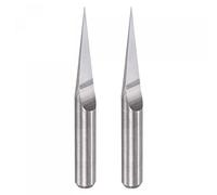 sourcing map Wood Engraving Router Bit, 1/8" 3.175mm Shank 0.2mm Tip 10 Degree Solid Carbide CNC 3D Milling Cutter, for Carving Acrylic PVC MDF Plastic, 2pcs