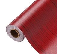 Sourcing Map Wood Grain Contact Paper 15.7" x 394" Self-Adhesive Wallpaper Waterproof Peel and Stick for Home Kitchen Countertop Cabinet Bathroom, Red