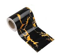 sourcing map Wood Grain Wallpaper Border 8cm x 5 Meters PVC Self-Adhesive Textured Frame Sticker Waterproof Wall Decorative Wallpaper for Floor Door Table Cabinets Desk, Black Gold