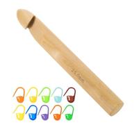 sourcing map Wood Huge Crochet Hook 25mm US Size U Big Wooden Bamboo Crochet Needles with 10 Pcs Knitting Stitch Markers for Crocheting Giant Chunky Yarn