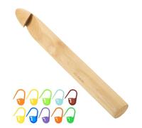 sourcing map Wood Huge Crochet Hook 30mm US Size T/X Big Wooden Bamboo Crochet Needles with 10 Pcs Knitting Stitch Markers for Crocheting Giant Chunky Yarn